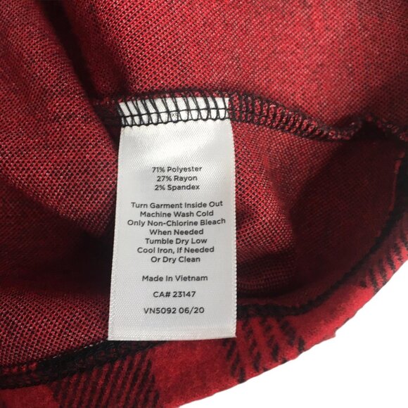 Talbots Dress Womens XS Red Black Plaid Knit Sheath Zipper Shoulder Christmas - Picture 4 of 16